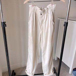 Cream paper bag pants